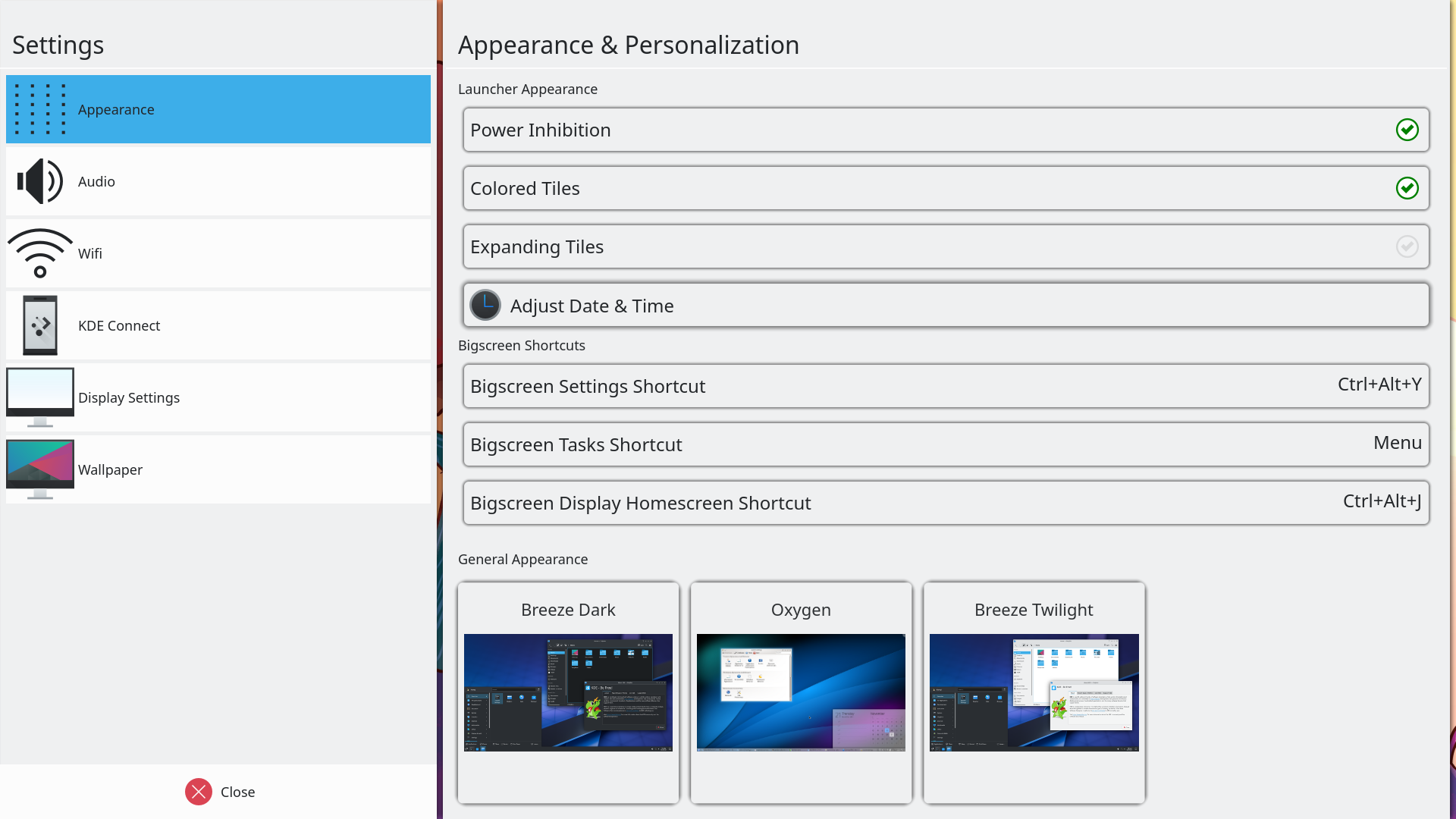 Settings -> Appearance and personalization