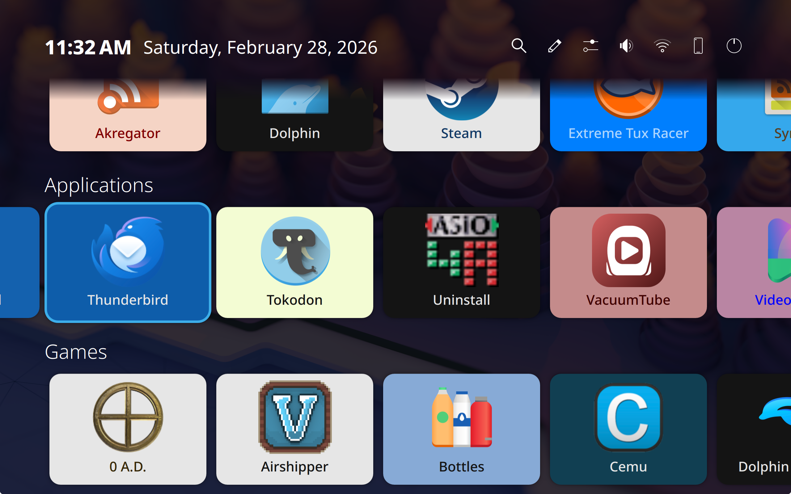 Plasma Bigscreen homescreen